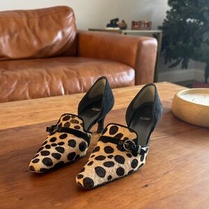 Stuart Weitzman Leopard Print Heels with Black Accents